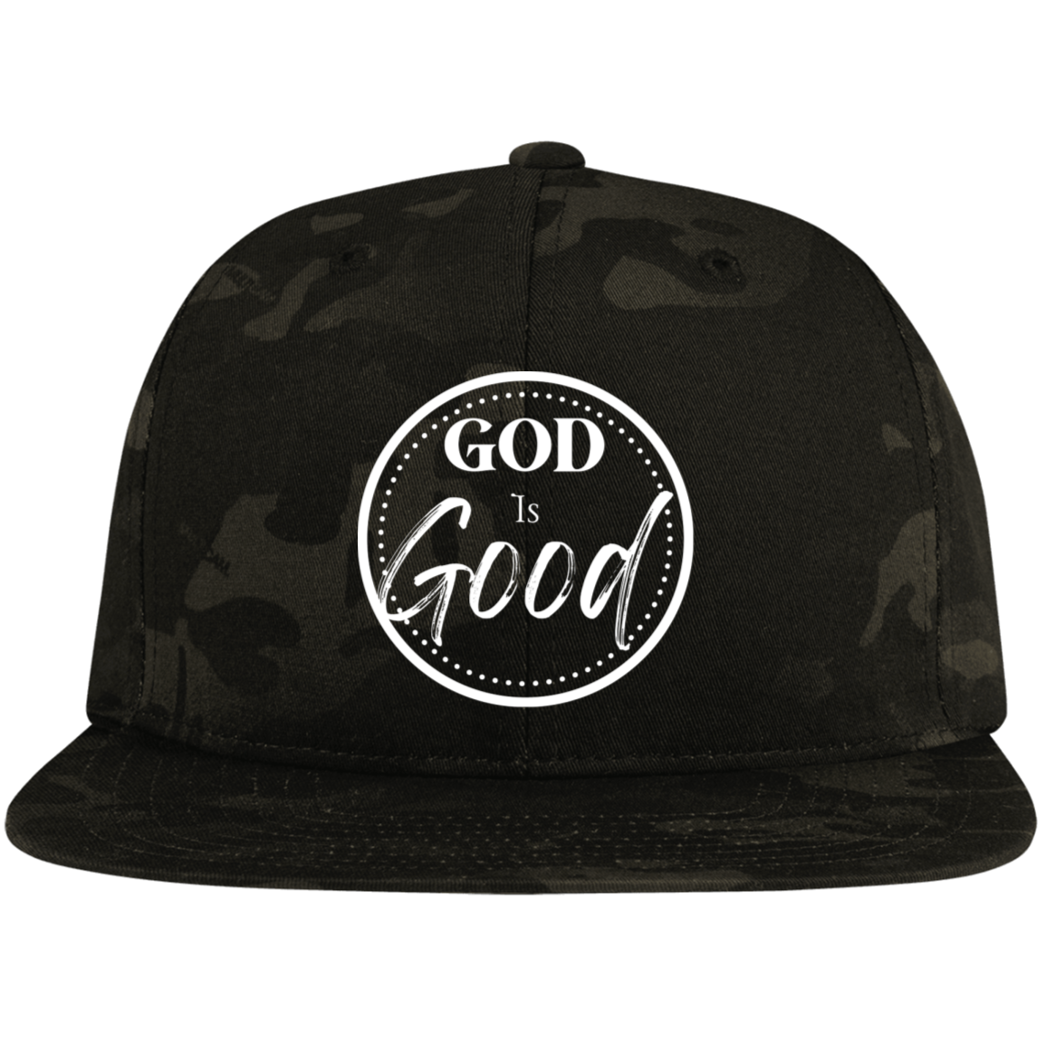 God is Good Embroidered Flat Bill High-Profile Snapback Hat