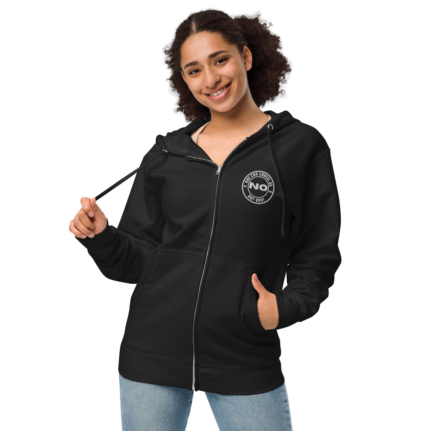 No One Unisex fleece zip up hoodie