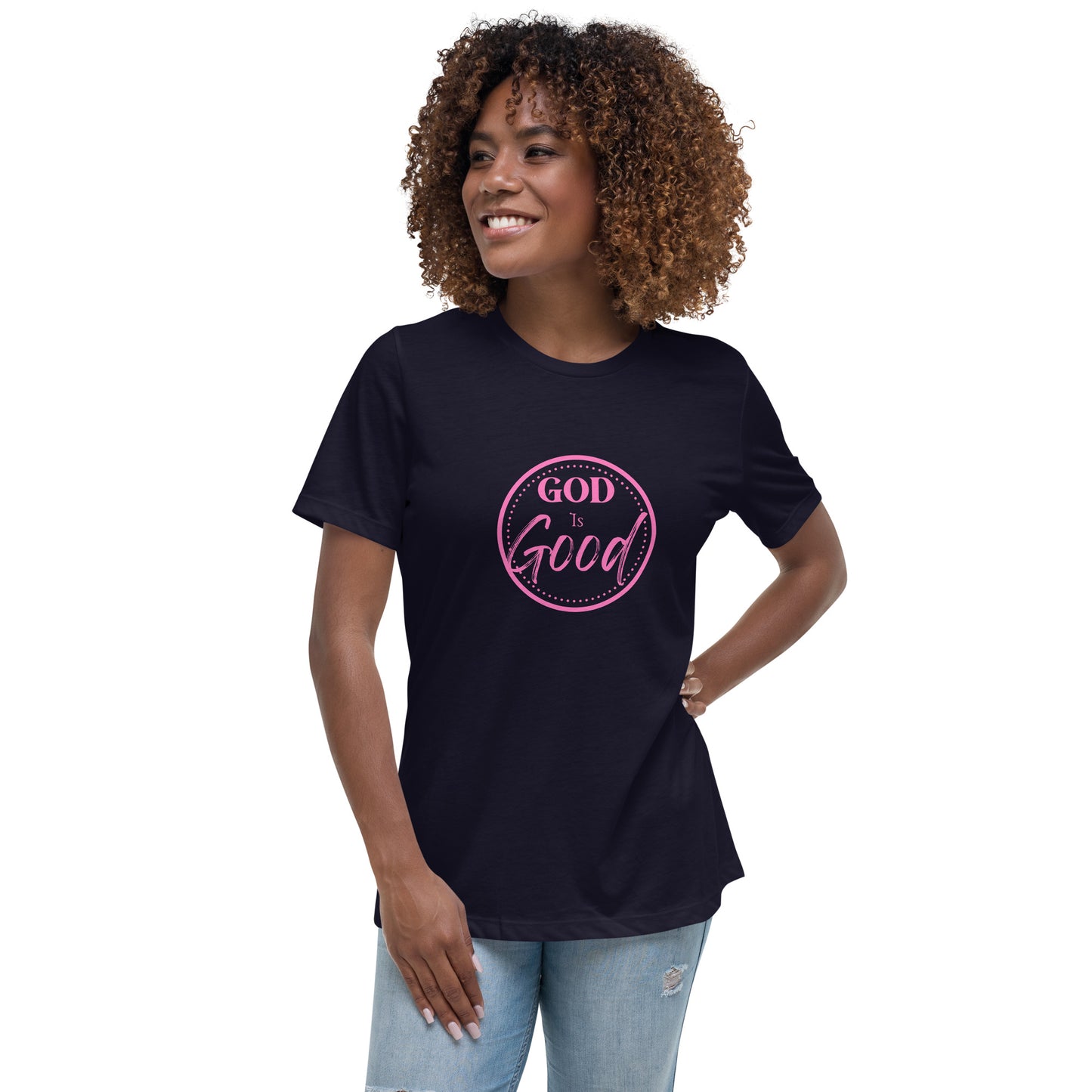 God is Good Pink Logo Women's Relaxed T-Shirt