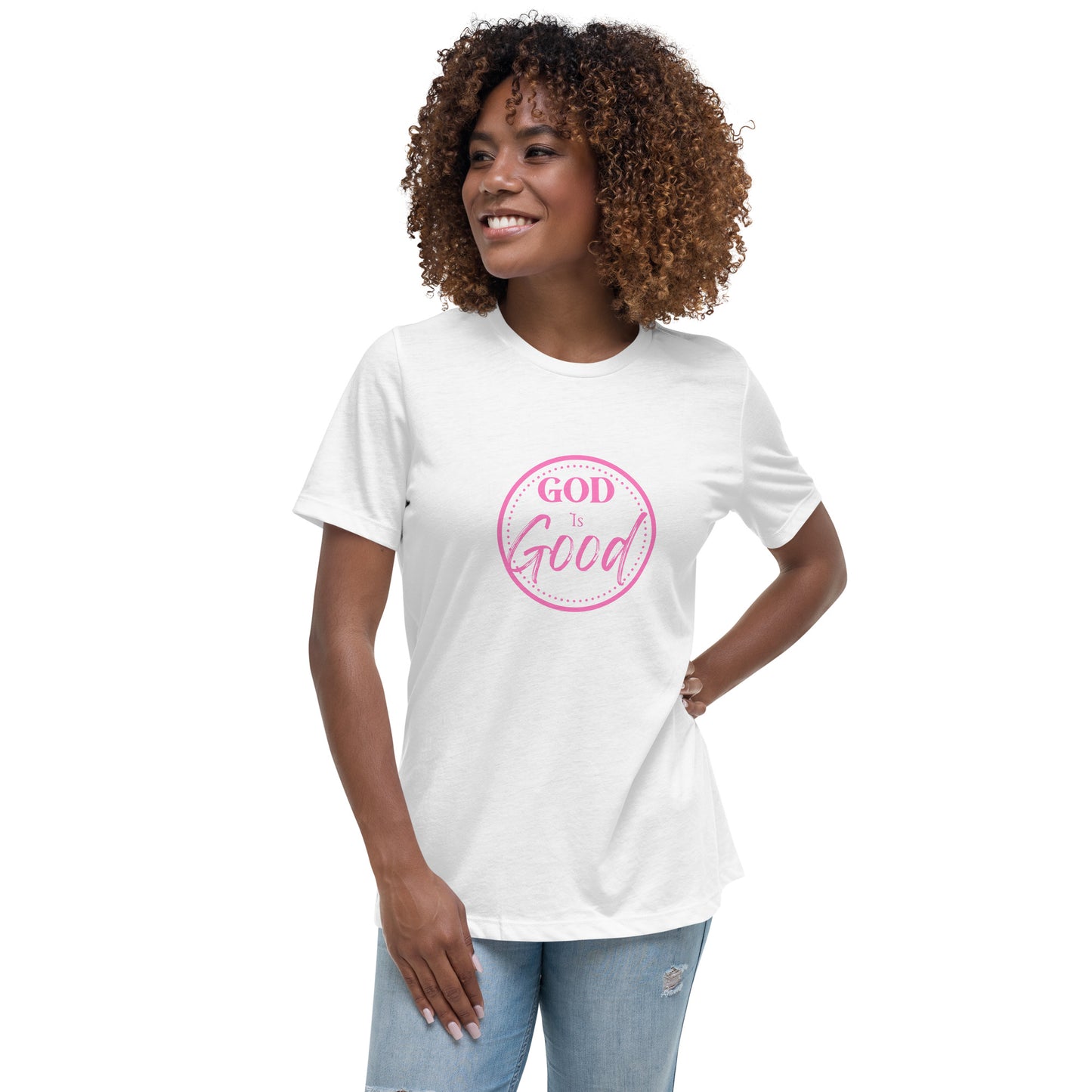 God is Good Pink Logo Women's Relaxed T-Shirt