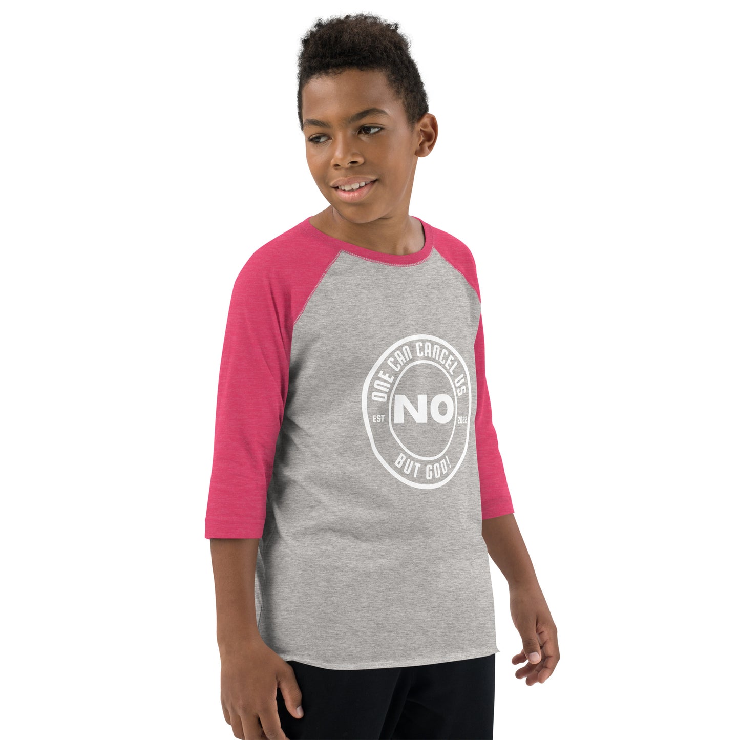No One White Font Youth baseball shirt