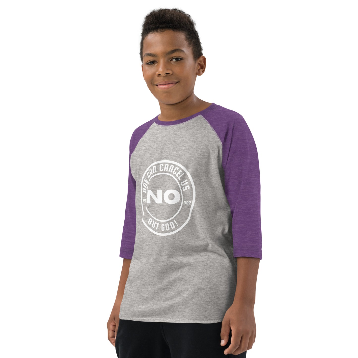 No One White Font Youth baseball shirt