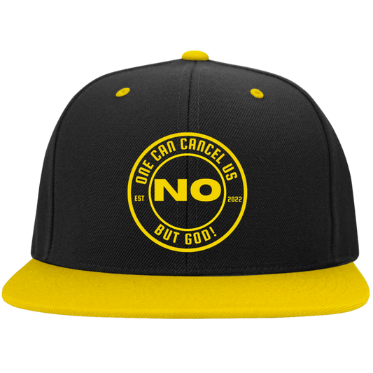 No One Yellow Embroidered Flat Bill High-Profile Snapback Hat