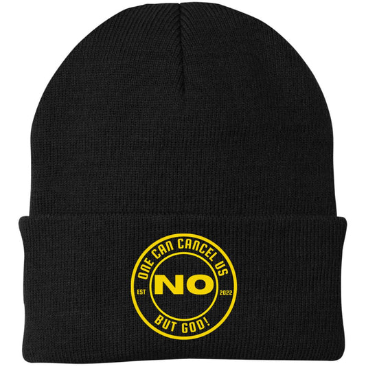 No One Gold Embroidered Knit Cap