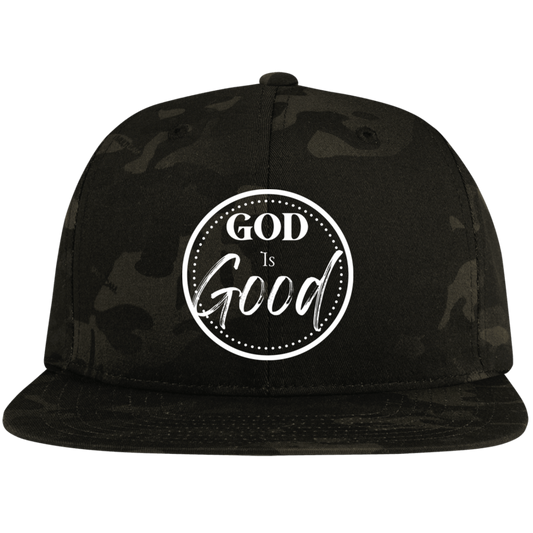 God is Good Embroidered Flat Bill High-Profile Snapback Hat
