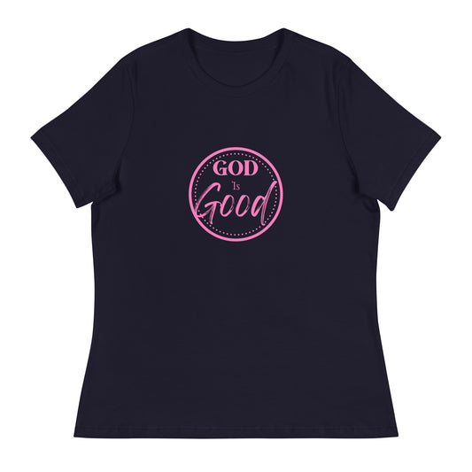 God is Good Pink Logo Women's Relaxed T-Shirt